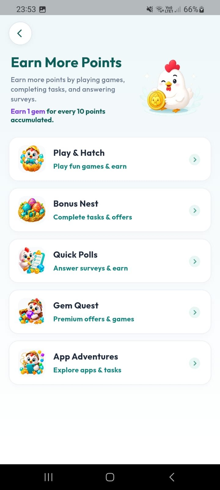 Gift Chick Earn More screen