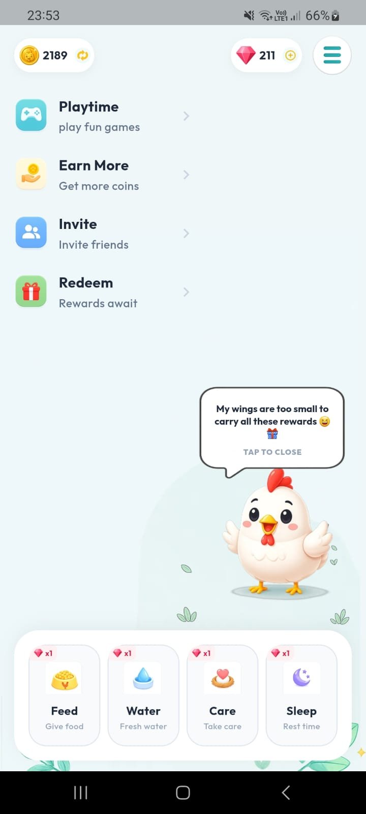 Gift Chick home screen